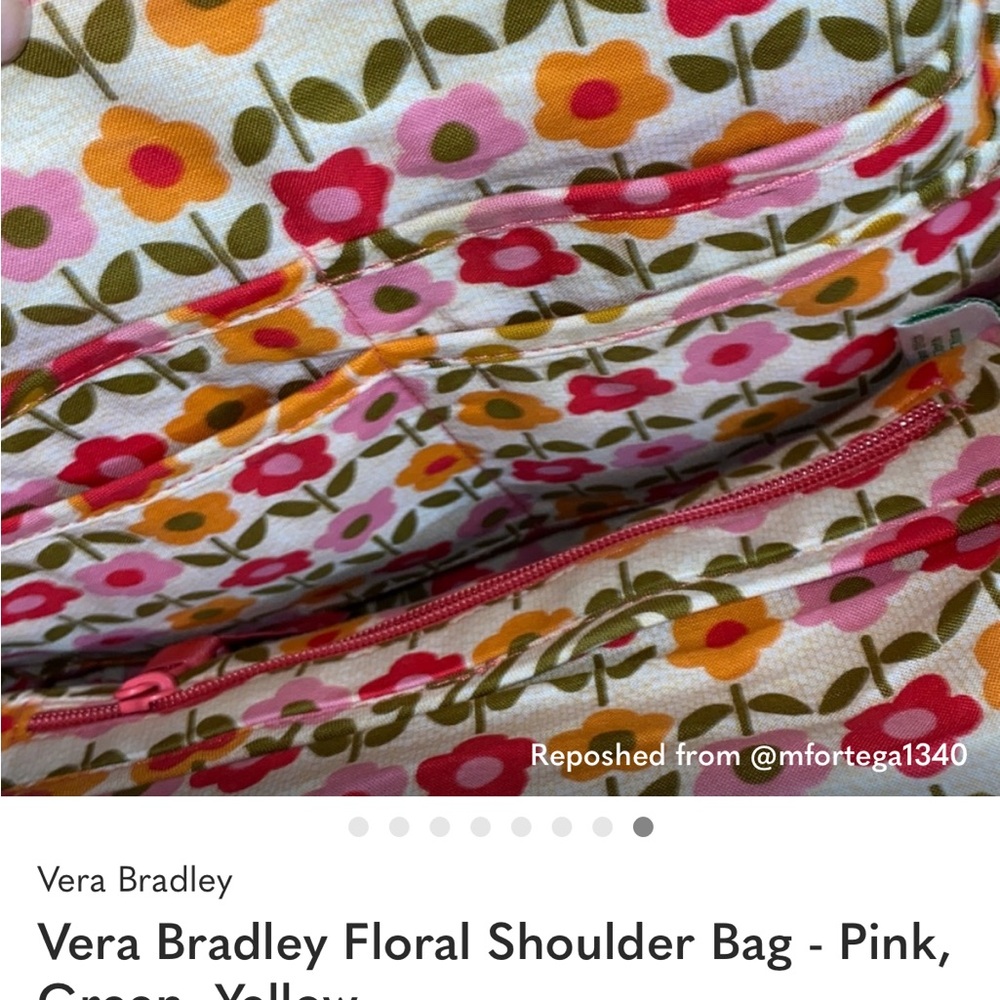 Vera Bradley Folkloric Saddle Up Pink, Green & Yellow Quilted  Shoulder Bag - Picture 6 of 6
